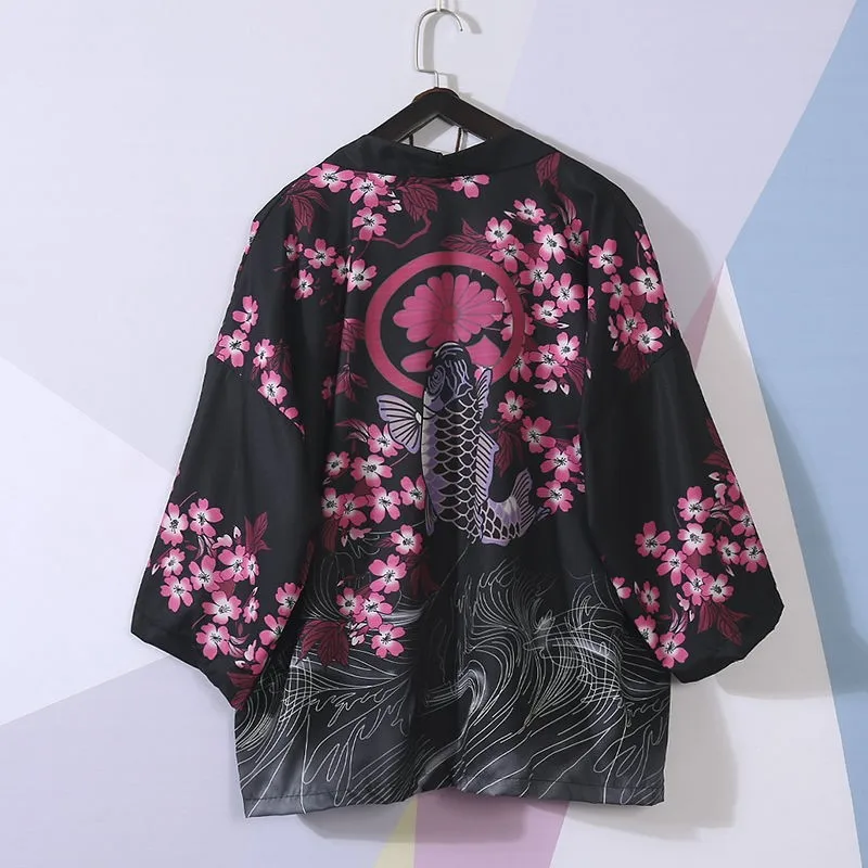 Male Print Kimono Cardigan Cardigan Shirt Blouse Yukata Men Haori Obi Clothes Samurai Clothing Japanese Kimono For Men