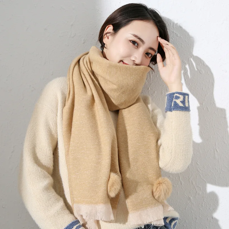 

2020 New Scarfs for Ladies Winter Thicken Keep Warm Venonat Cappa Hi-Q Cashmere Scarves Luxury Gift Fur Collar Pashminas Shawl