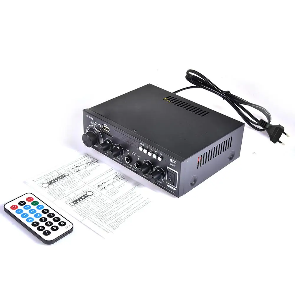 Universal HIFI Bluetooth Car Audio Power Amplifier FM Radio Player Support With Remote Controller 12V 220V 400W For Car Home