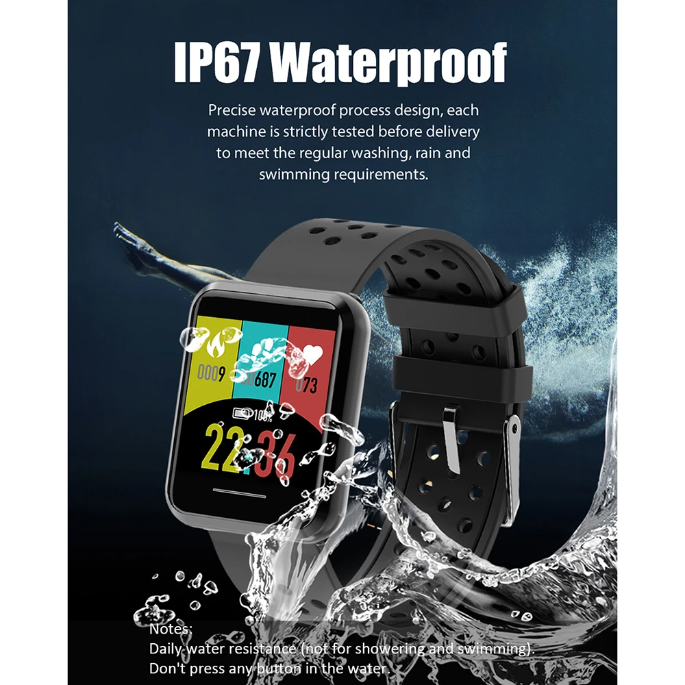 Kospet DK08 умные часы 1,2" цветной Bluetooth IP67 водонепроницаемые Смарт-часы Мужские часы с контролем сердечного ритма и артериального давления наручные часы
