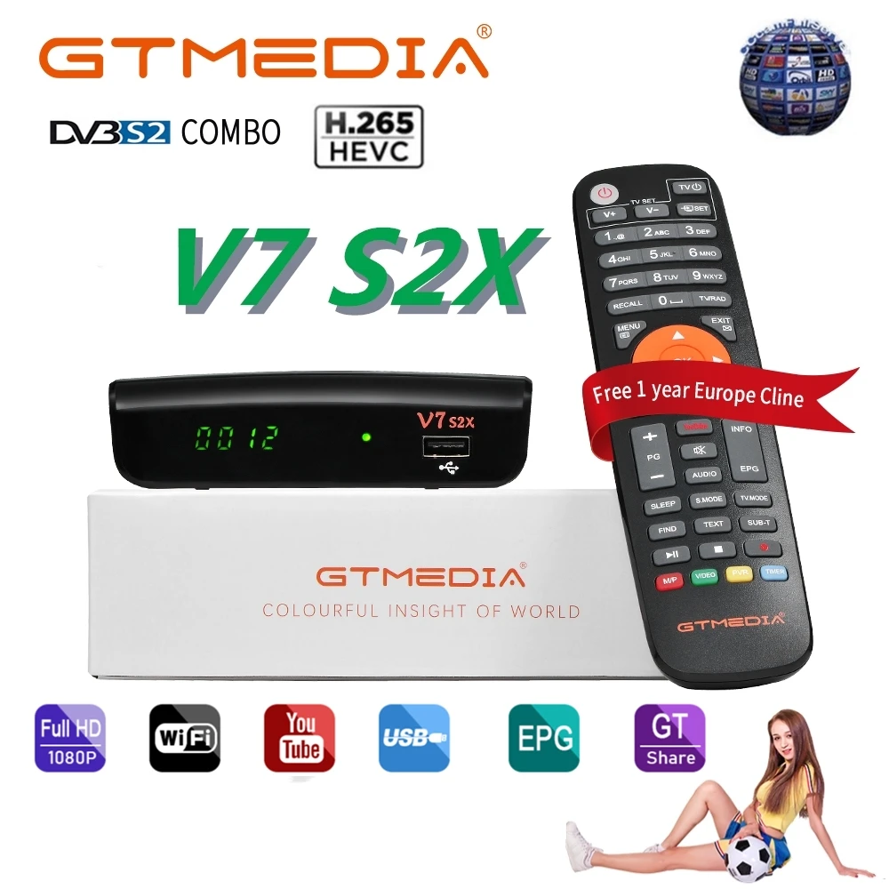 

Newest GTMEDIA V7 S2X PRO DVB-S/S2/S2X+T/T2 Memory 1G bit RAM Support Box Cline Upgrade from GTMEDIA V7S HD Unicable decoder