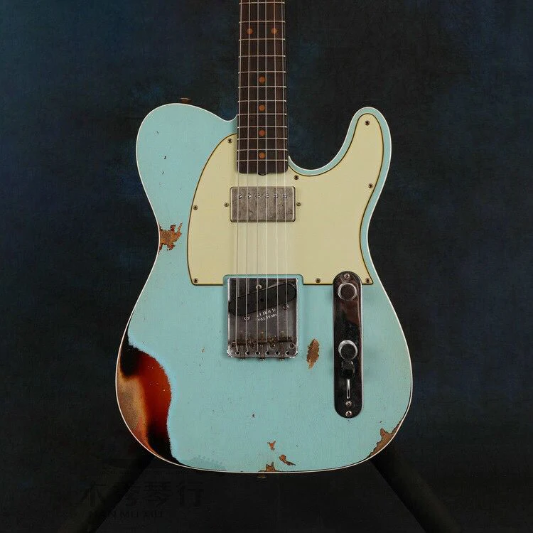 

Relics Electric Guitar.Blue color Guitar.Handmade 6 stings gitaar.high quality pickups guitar.rosewood fingerboard