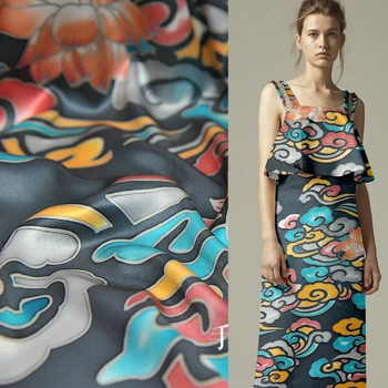 

High-end boutique silk double-sided heavy satin fabric cloth per meter 30mm wide 114cm clothing dress shirt fabric