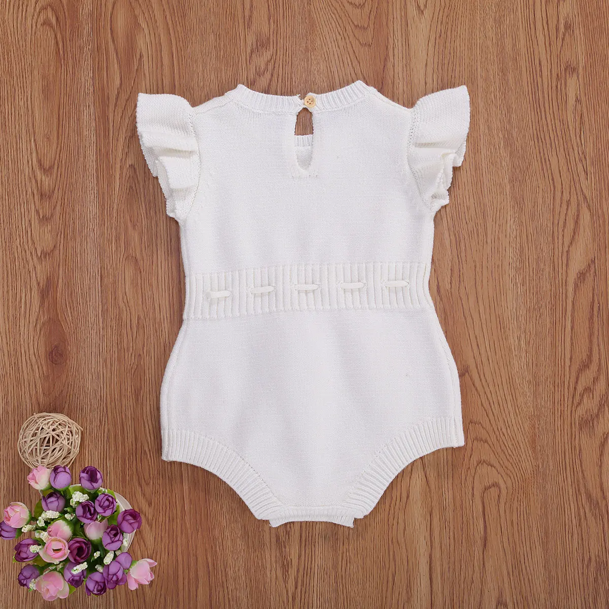Pasgeboren Baby Wol Jumpsuit Baby Zomer Mode Casual Flying Mouwen Lace Up Body Baby Winter Herfst Warme Kleding