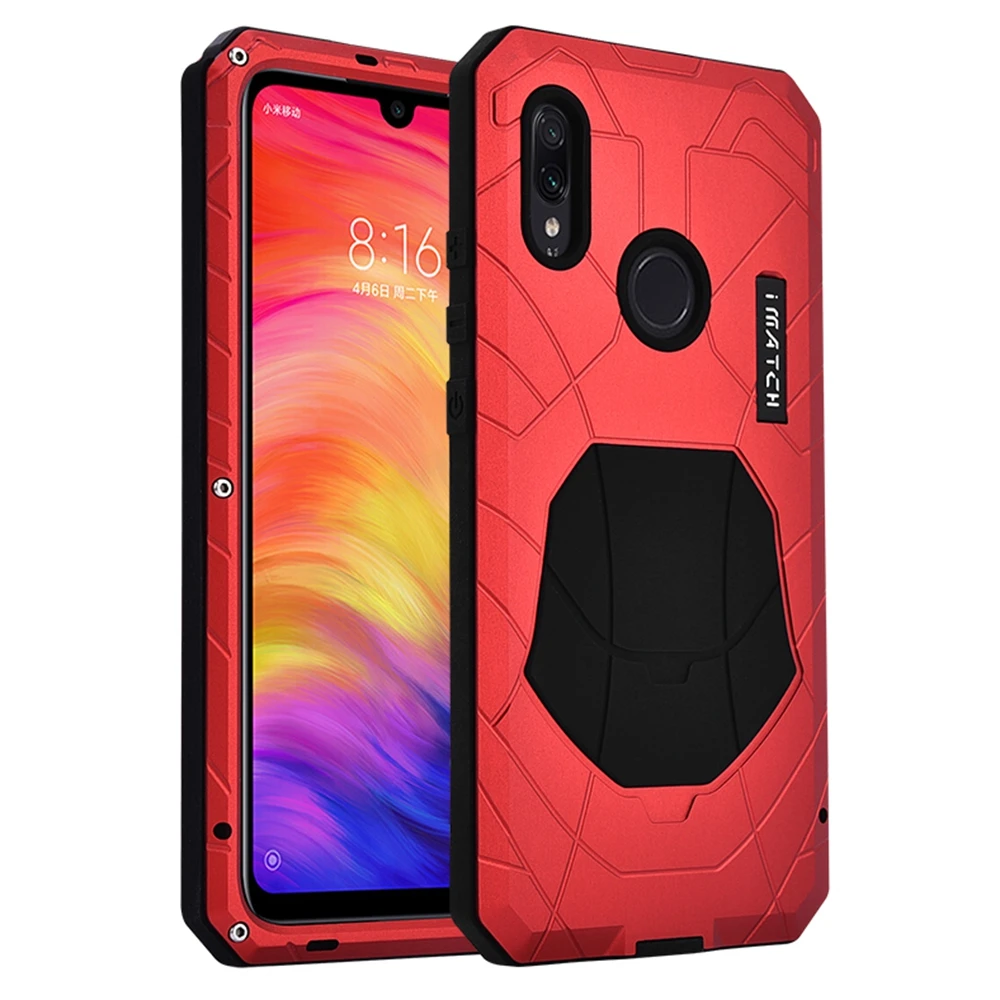 

Outdoor Case for Xiaomi Redmi Note 7 Pro Dual Layer Shockproof Heavy Duty Metal Cover with Kickstand Full Body Protective Armor