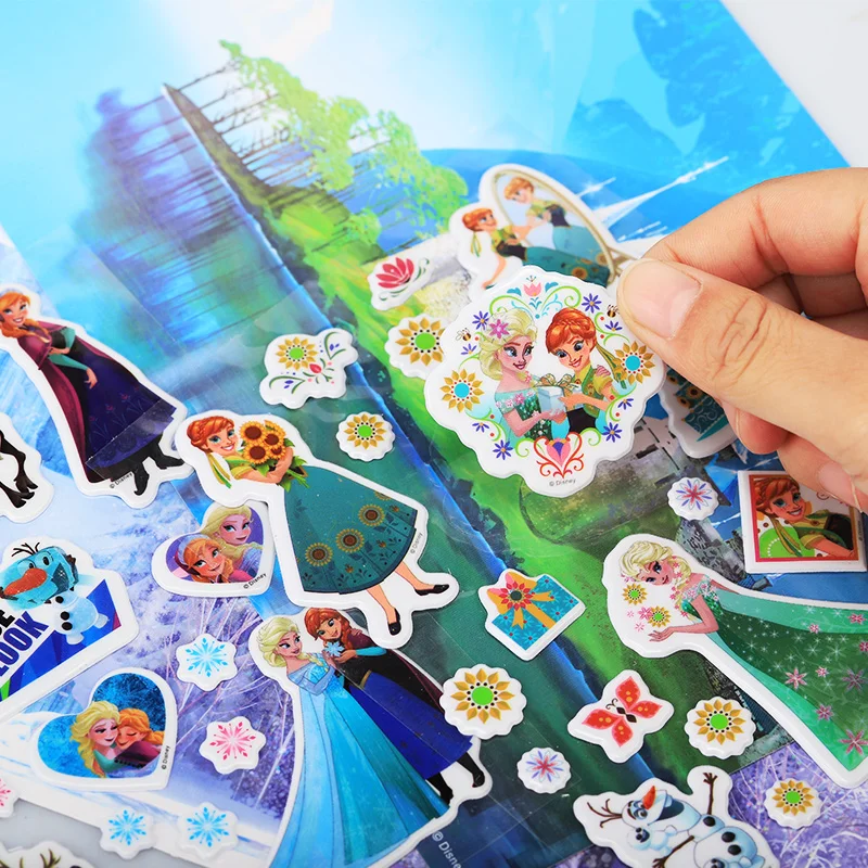 Disney Cartoon Frozen Kids DIY Sticker Puzzle Handmade Stickers For Children Book Bubble Sticker Pegatinas Autocollant Enfant