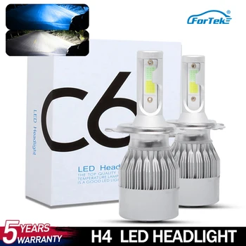 

FORTEK C6 Car Headlight Low Beam Blue Color High Beam White Color 6000K 8000K LED H4 Bulb 72W 8000lm Auto Lamps Lights 12V