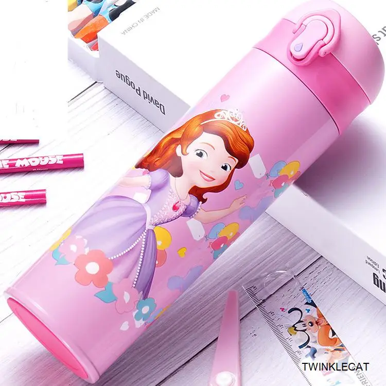 sofi pink 500 мл детский термос бутылка для кормления водой Мода Микки Минни Маус Детский Школьный чайник 316 Термочашка из нержавеющей стали - Цвет: sofi pink