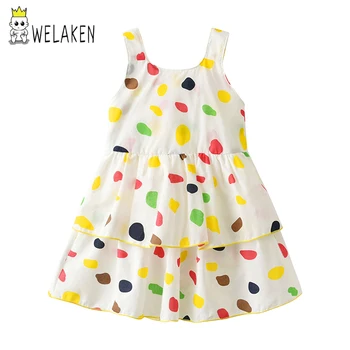 

WeLaken Kids Dresses for Girls 2020 Girls Fashion Polka Dot Printed Dress Baby Girls Clothe Winter Sleeveless for Kids Dress