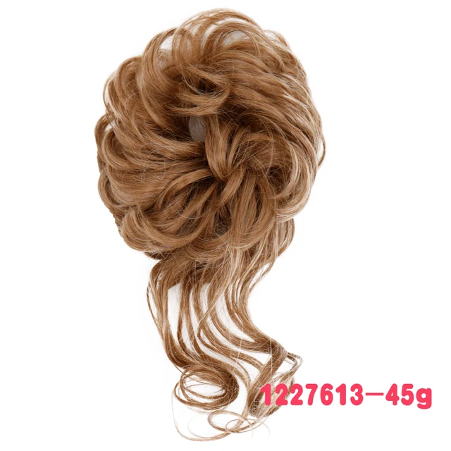 MERISIHAIR Synthetic Girls Curly Scrunchie Chignon With Rubber Band Brown Gray Hair Ring Wrap On Messy Bun Ponytails M-12-27-613