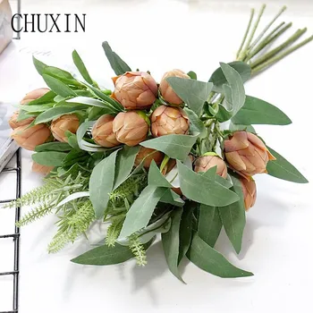 

Simulation Korean Drunk Beauty Rose one bouquet Bride Holding Fake flower Home Decoration DIY Wedding Supplies Photography Props