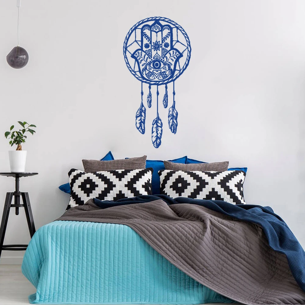 Mandala Sign Dreamcatcher Hamsa Wall Decal Fatima Hand Stickers For Bedroom Mural Yoga Studio Decor CX132 | Дом и сад
