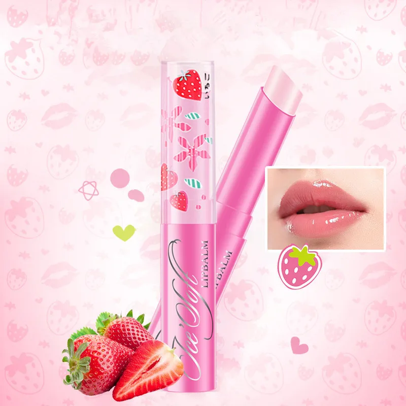 

Strawberry Lip Balm Temperature Changing Color Moisturizer Balm Lipstick Long-Lasting Nourishment Protects The Lips