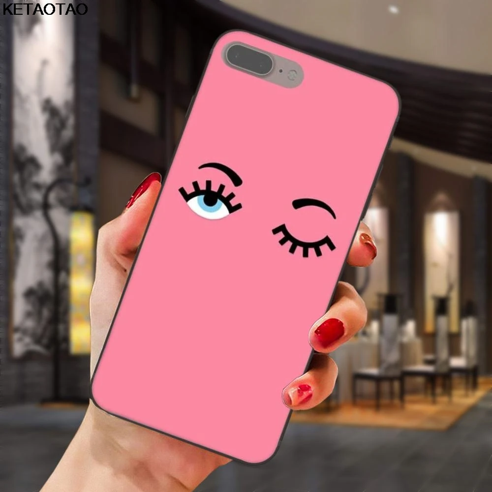 Бежевый KETAOTAO Модный чехол для телефона с изображением глаз Chiara Ferragni для iPhone 4 SE 5C 5S 6 s 7 8 Plus X XS XR 11 Pro Чехол из мягкого ТПУ резины силикона - Цвет: Бежевый