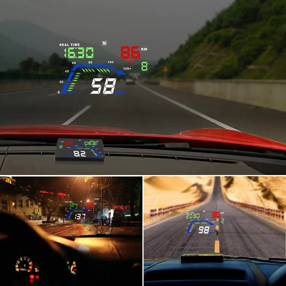 HUD GPS para coche de proyector Universal para parabrisas, pantalla frontal de 5,5 pulgadas, velocímetros digitales, indicadores de advertencia de exceso de velocidad, dispositivos inteligentes para automóviles - Imagen 2