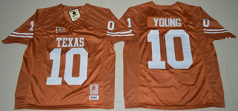 Горячая Распродажа Техасские Longhorns Vince Young 10, оранжевая футболка, размеры S, M, L, XL, 2XL, 3XL