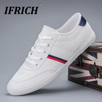

2020 New Young Casual Men Shoes White Canvas Sneakers For Men Wearable Canvas Flats Shoes Man Low Top Mens Walking Canvas Shoes