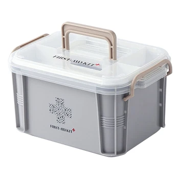 

Box First Aid Kit Organizer Plastic Storage Container Multi-Layer Medicine Box Nordic Home Organizing Boxes Gray+White L