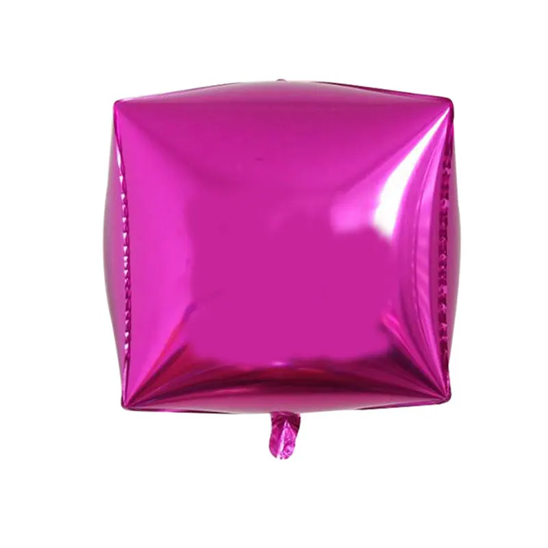 rose red 24 дюйма 3D куб фольгированные шары квадратные украшения для свадьбы дня рождения вечерние принадлежности разноцветные, алюминиевые воздушные шары - Color: rose red