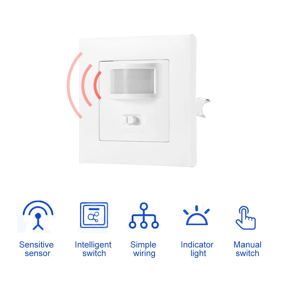 Инфракрасный датчик движения Сенсор переключатель Встроенный Настенный светильник выключатель лампы для светильник лампочка переключатель в домашних условиях Гостиная коридор