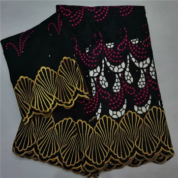 

7y Swiss lace fabric 2020 latest heavy beaded embroidery African 100% cotton fabrics Swiss voile lace popular Dubai style HL0402