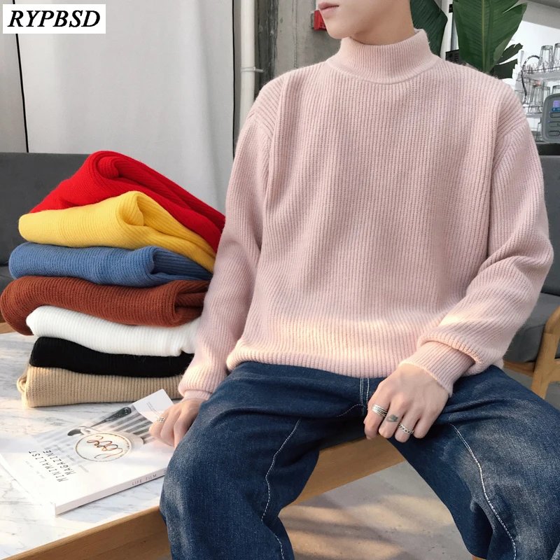 Зимняя мужская теплая кашемировая шерсть пуловер свитер в повседневном стиле бренд водолазка модный тренд Вязание разноцветные жакеты M-2XL