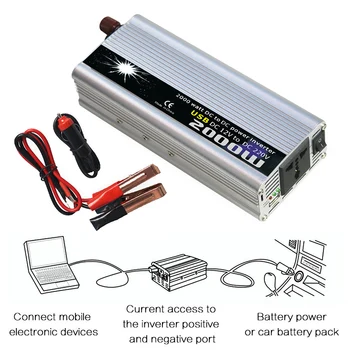 

Power Inverter Vehicle Power Converter Universal Modified Sine Wave 2000W DC 12V to 220V AC