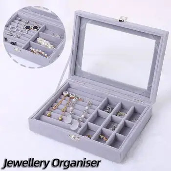 

Multi-function Jewellery Box Ornaments Tray Organiser Storage Case Holder Jewelry Store Display Box Necklace Rings Container