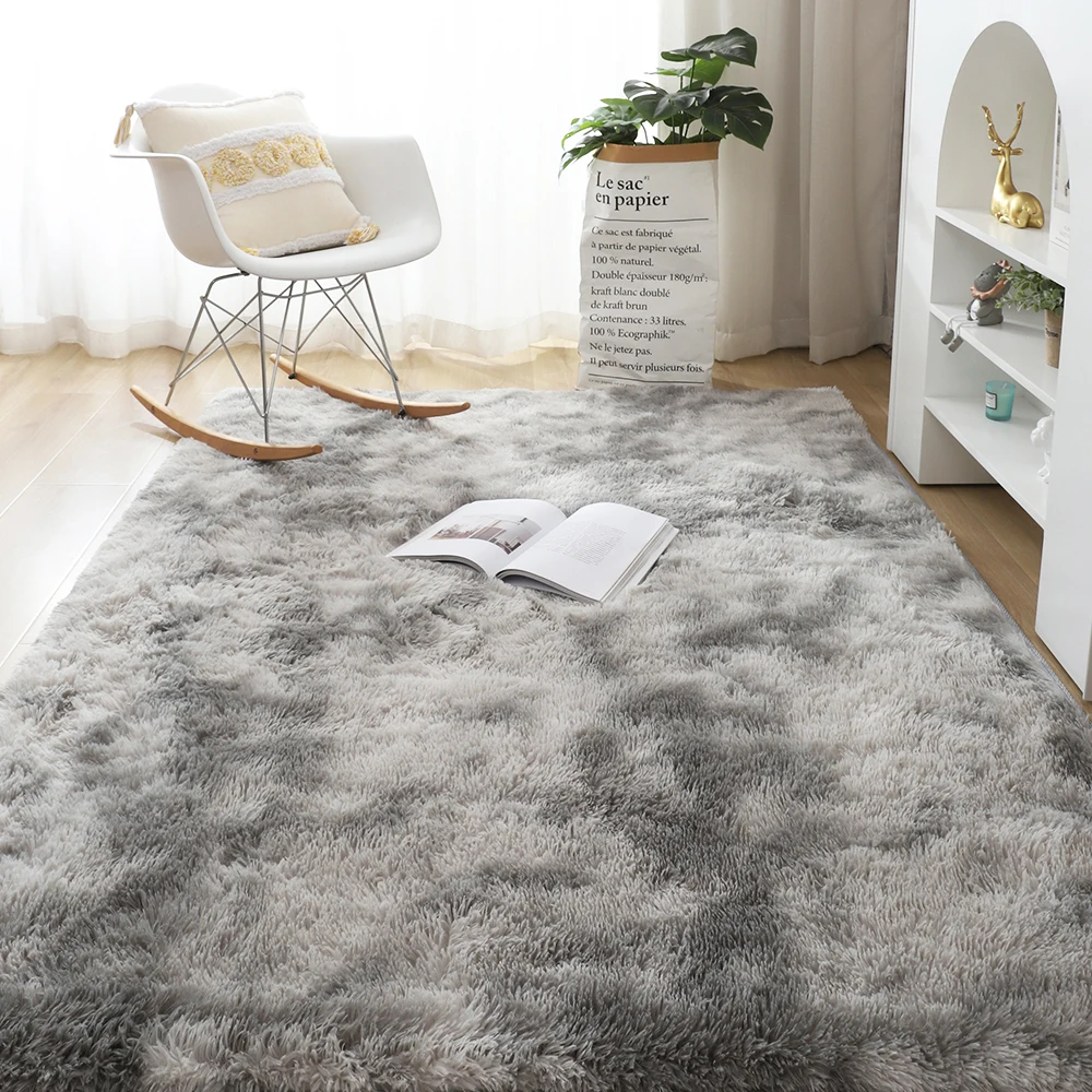 Gray Carpet for Living Room Plush Rug Bed Room Floor Fluffy Mats Anti-slip Home Decor Rugs Soft Velvet Carpets Kids Room Blanket 3
