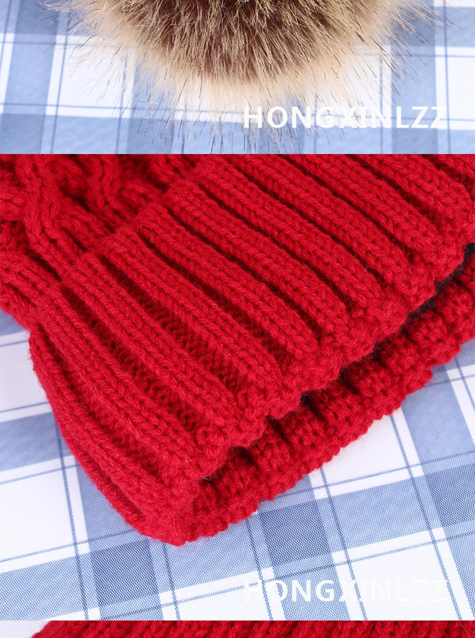 2022 New Winter Hat Luxury Quality Fox Fur Pompom Hats Beanie High Quality Girls Women Bonnet Winter Hats For Women Wool Cap men's skullies and beanies