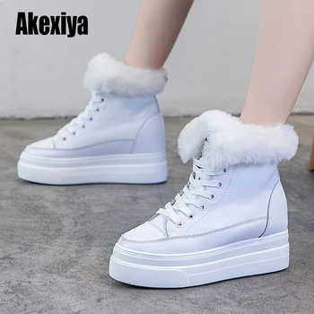 

Snow Boots Female 2020 New Autumn Winter Students Plus Velvet Genuine Leather Boots Cotton Women's Shoes Thick Warm Boots u675