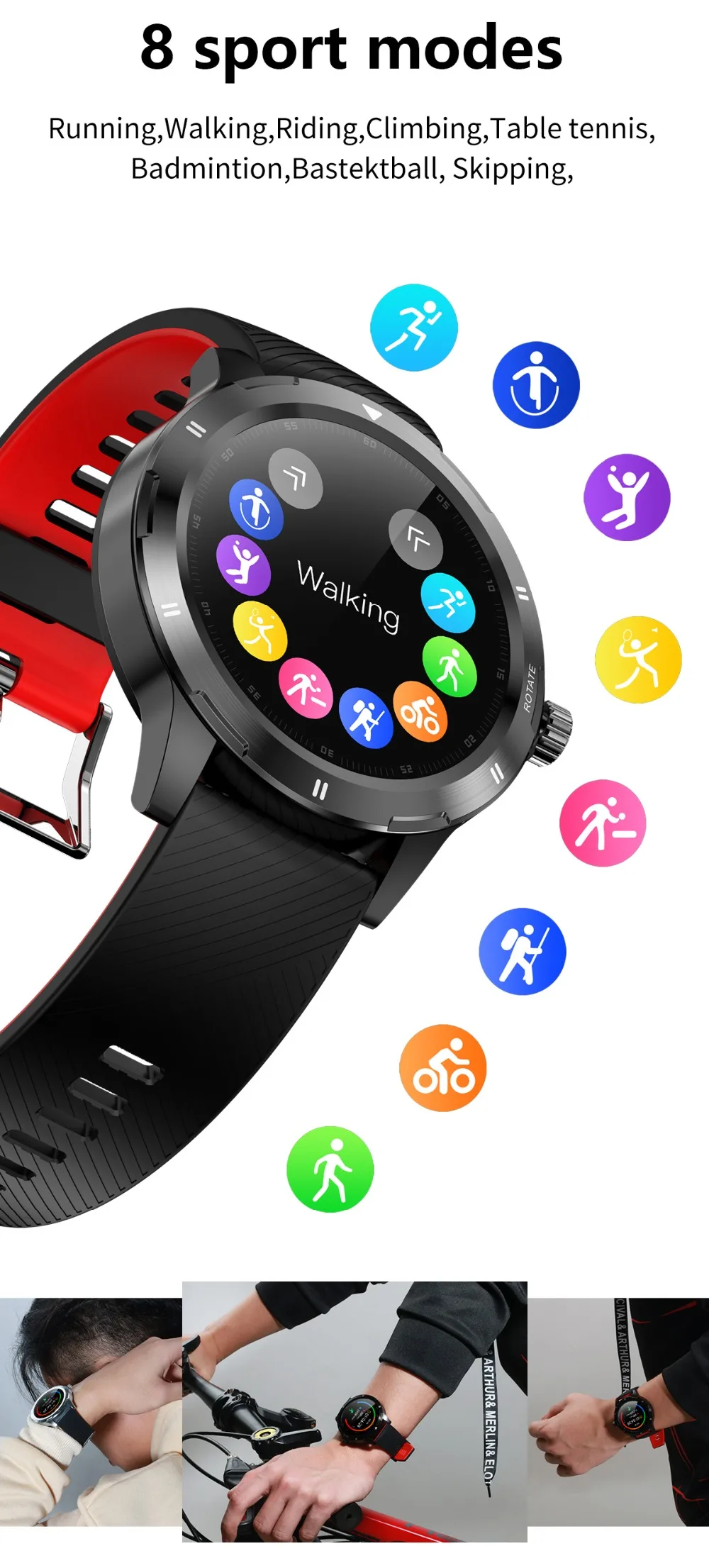 2020 K15 Smart Watch Men New Rolling menu fitness sports tracker Temperature smarthwatch Changable Strap For Android IOS Phone (10)