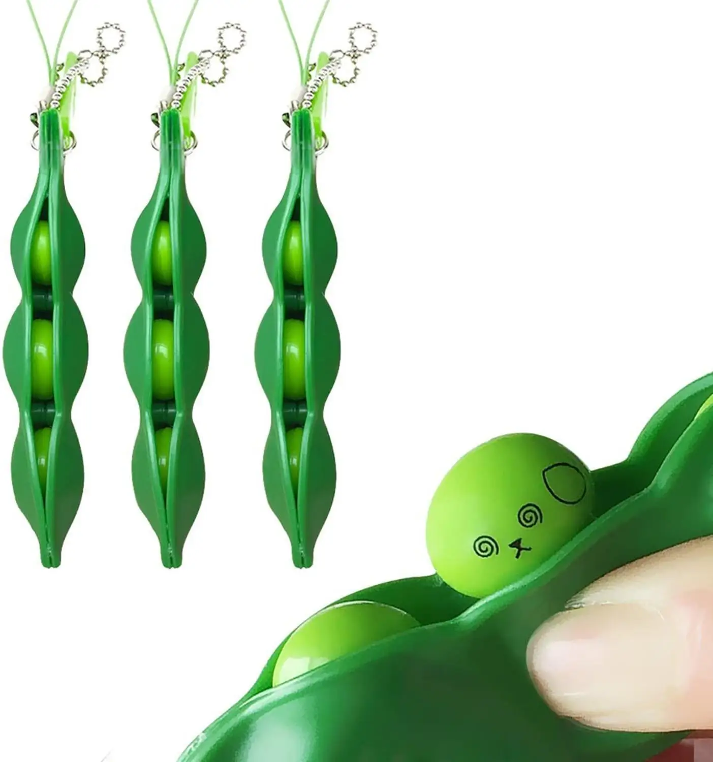 3 пары в упаковке Edamame брелок антистресс игрушки выжать фасоли игрушка для снятия