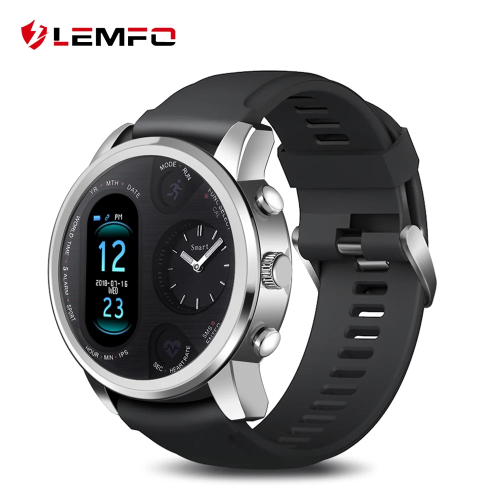 

LEMFO T3 Pro Dual Display Metal Cover Smart Watch Men Waterproof Heart Rate Blood Pressure 15 Days Standby For Android IOS Phone