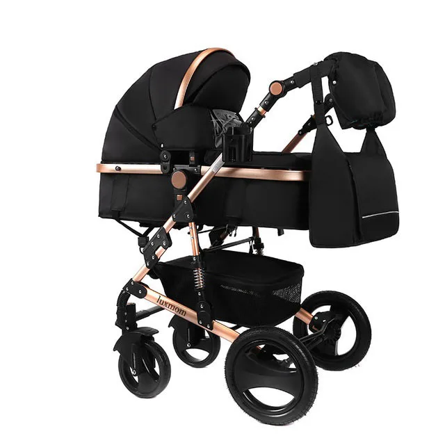 Luxmom Коляска 2 в 1 коляска двусторонний тележка регулируемый подлокотник Four seasons подходят для использования - Цвет: black