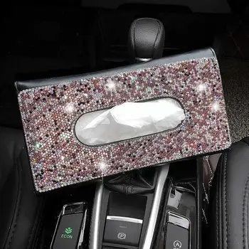 

High quality 10pcs/lot Car interior decoration Sun Visor Tissue Holder box Crystals Towel Cover bracket
