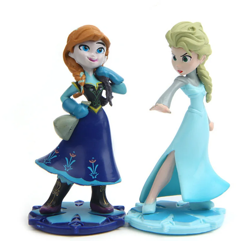 

2 Pcs/lot Movie Action & Toy Figures Girl Cake Decorations Fever 2 Elsa Anna Set Cartoon Toys