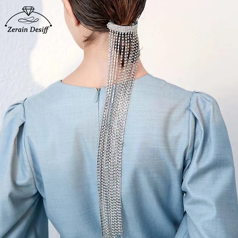 

Luxury Bright Rhinestones Tassel Fairy Headdress Fashion Fairy Top Clip High-end Hair Clips Halloween Accessories