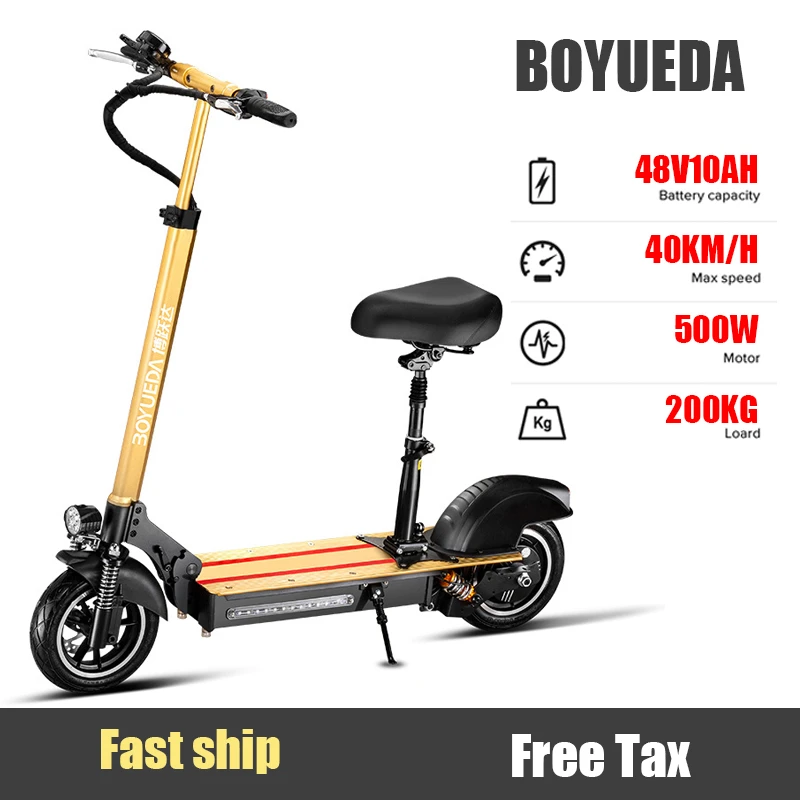 ベストディール ディスカウント Boyueda大人10インチ500ワット48v10ah通勤電動スクーターledライト折りたたみe スクーターステップpatineteモビリティスクーター
