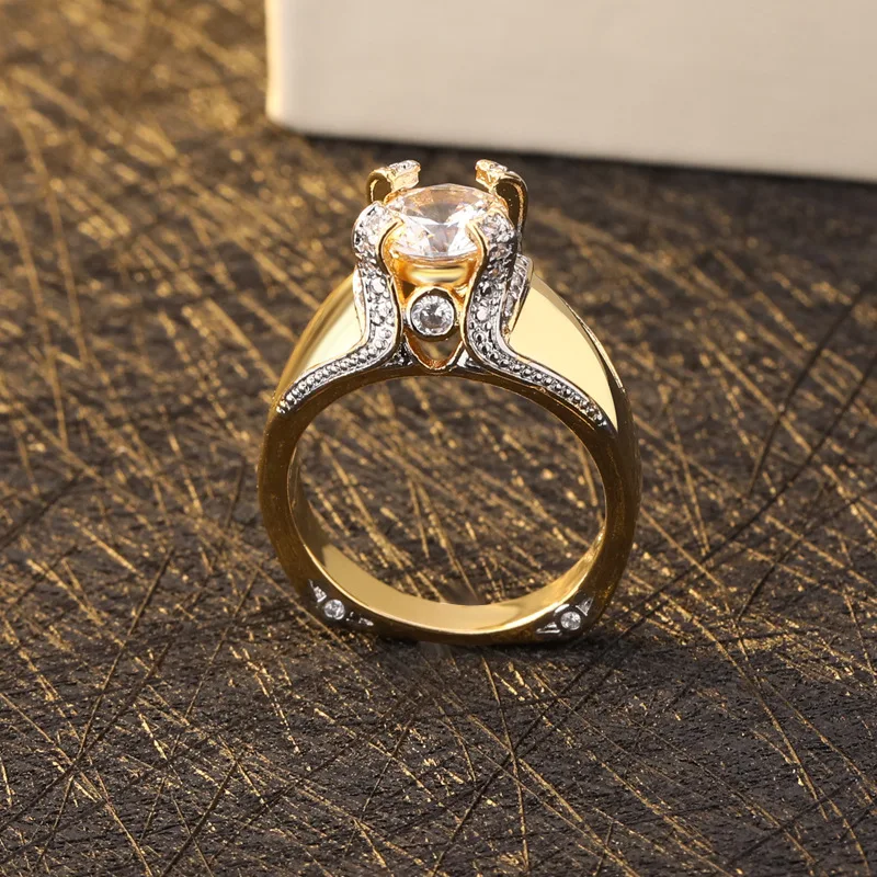 

Classic Round Cut AAA Cubic Zirconia Men Women's Wedding Ring Crown Crystal Engagement Ring Bridal Jewelry Lover's Gifts