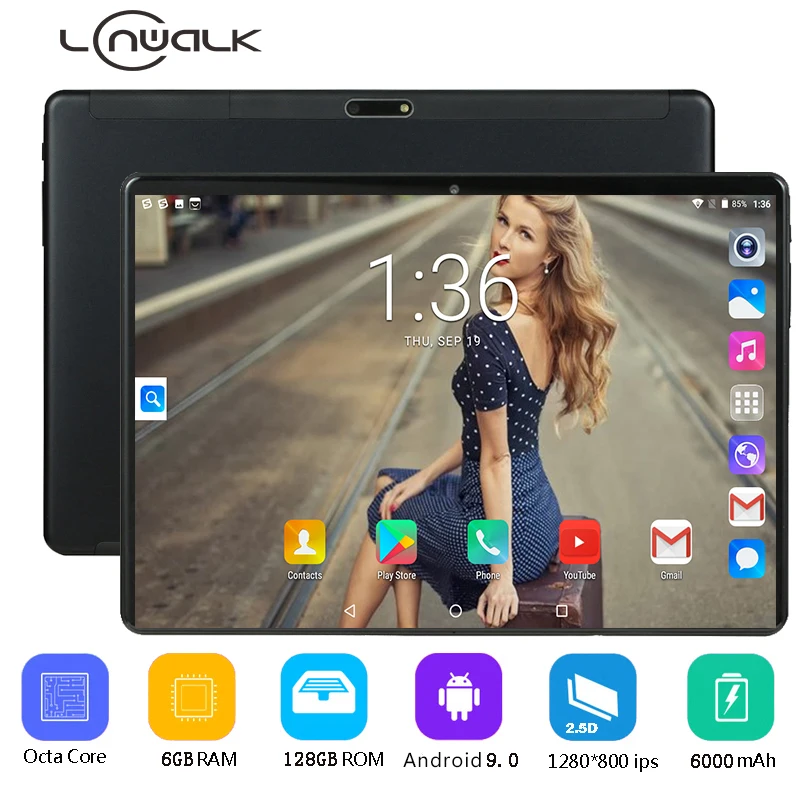 

10 Inch Android Tablet Android 9.0 6GB RAM+128GB ROM Phone Tablets Pc IPS WiFi GPS BT Tablet Pc Mobile Phone Call Sim Card