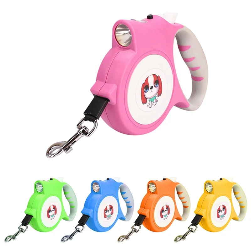 5M Retractable Dog Leash Automatic Flexible Dog Puppy Cat Traction Rope Belt Dog Leash with LED Detachable Flashlight For Dogs