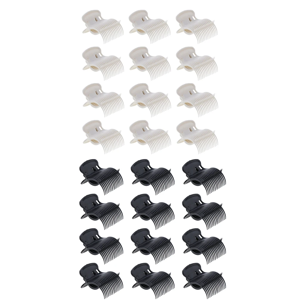 24Pcs Salon Plastic Hot Roller Super Clips Hair Curler Claw Clamps for Women, Beige+Black