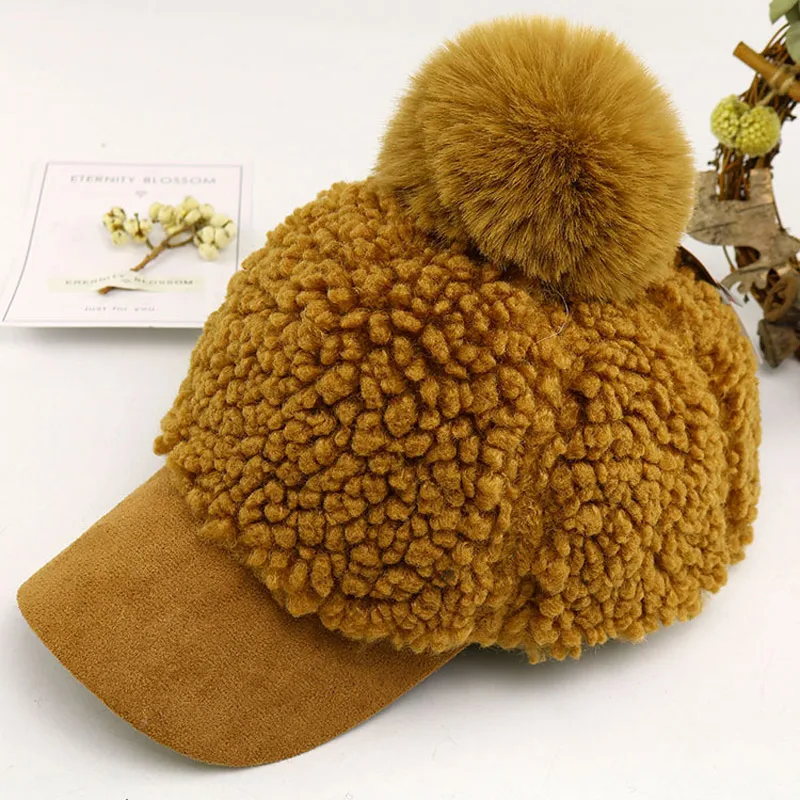 khaki Новые зимние модные милые шапки для малышей, теплая шапка для детей, кашемировая хлопковая шапка, детская бейсболка, одноцветная шапка для мальчиков и девочек - Цвет: khaki