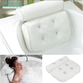 

3D Mesh SPA Bath Pillow with Suction Cups Soft Thickened Headrest Bathtub Pillow With Backrest Home Hot Tub Bathroom Accessories