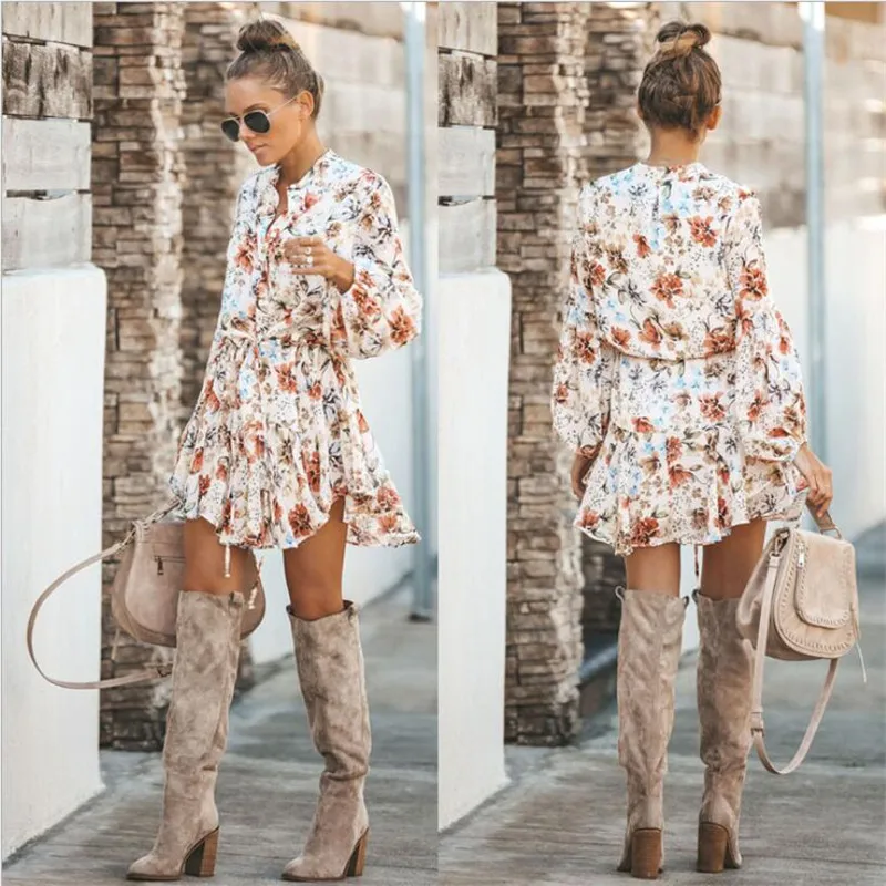 midi dress with knee high boots