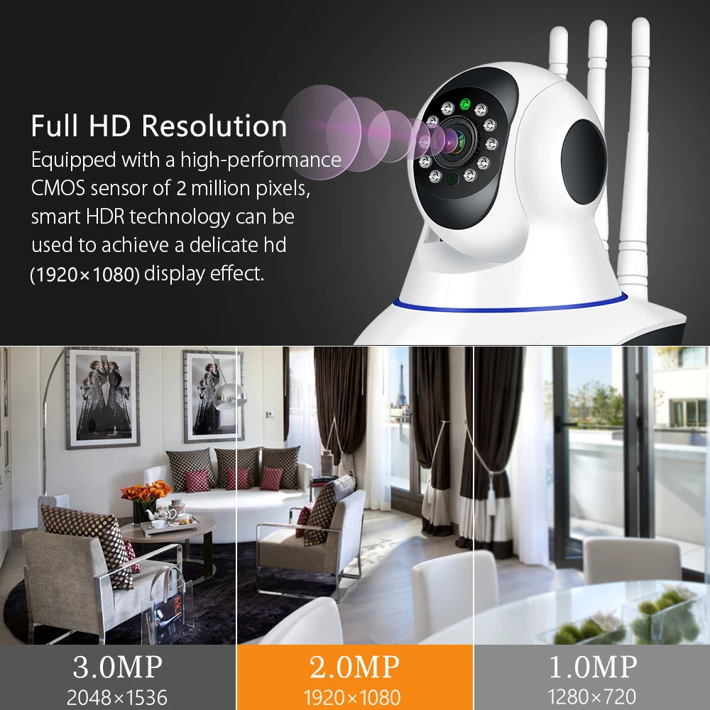 1080P беспроводная WIFI панорамирование наклона HD ip камера двухстороннее аудио