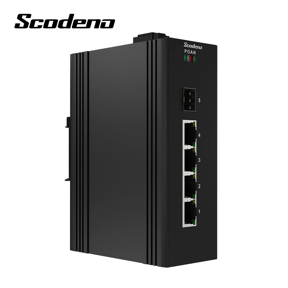 Gerenciado da Rede Industrial do Ruído-trilho do Porto de Scodeno Interruptor Entalhe Ip40 Não 4 1sfp 4 Interruptor não gerenciado da rede industrial do