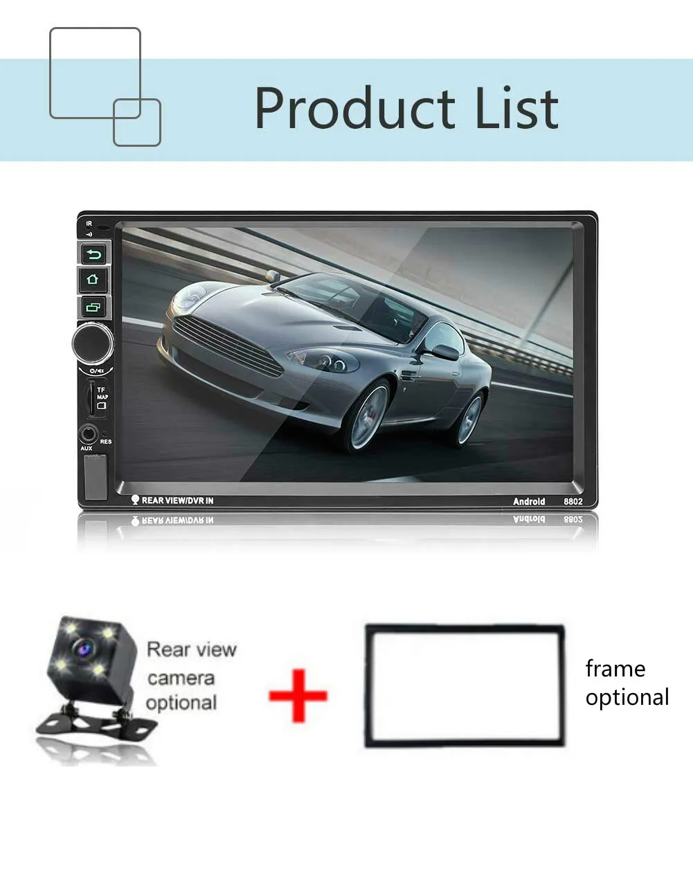 SWM 8802GPS радио автомобиля Android аудио плеер Зеркало Ссылка/Wifi 3g/USB/обратное изображение/рулевое колесо управление Handsfree Авторадио - Цвет: with 4led cam frame