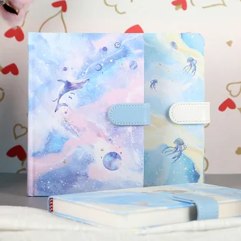 

Pickup 32K Magnetic Snap Hard Cover Notebook Milky Way Cloud Lake Color Book Korean-style Novice Account Book